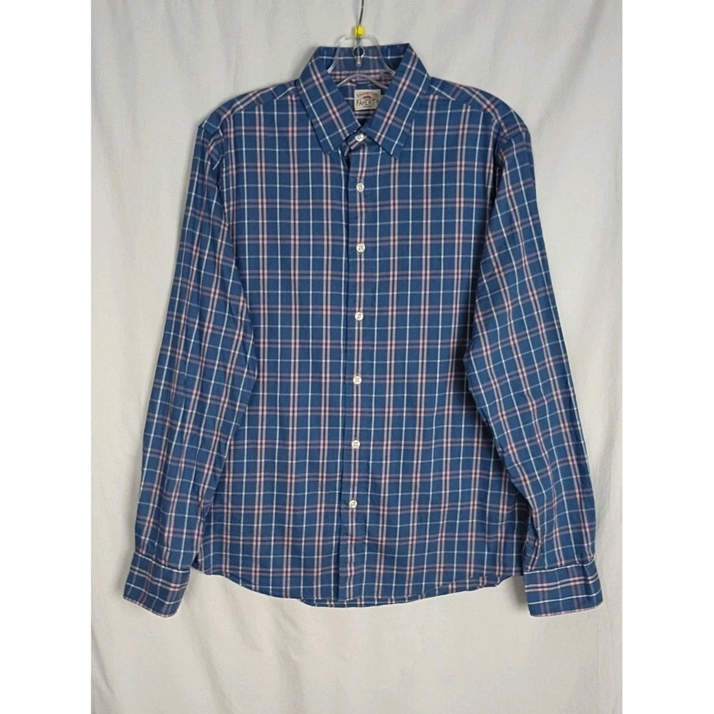 Faherty the Movement Shirt Mens Blue Plaid Long Sleeve Button Up Sz M